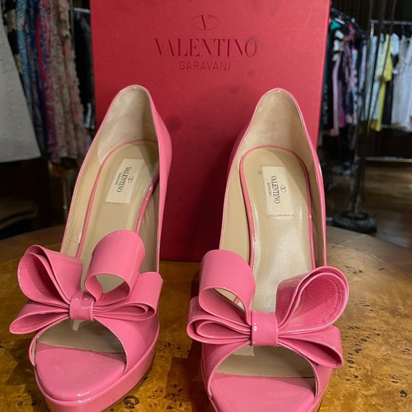 VALENTINO GARAVANI "BOW" peep toe platform heel in pink - Picture 3 of 6